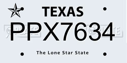 PPX7634 Texas License Plate