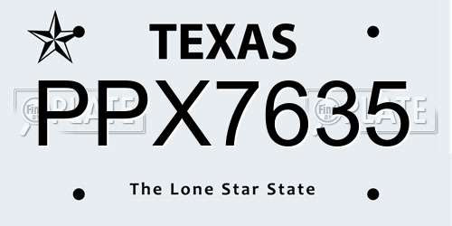 PPX7635 Texas License Plate