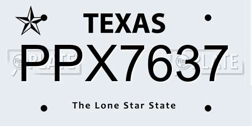 PPX7637 Texas License Plate