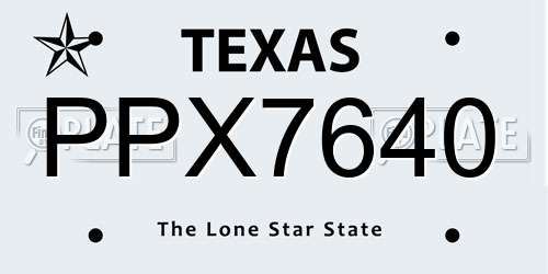 PPX7640 Texas License Plate
