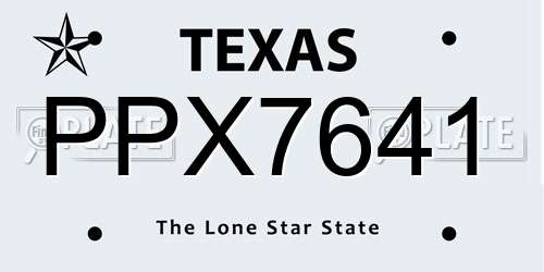 PPX7641 Texas License Plate
