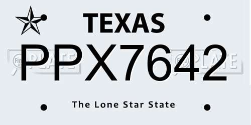 PPX7642 Texas License Plate