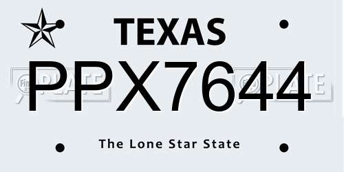 PPX7644 Texas License Plate