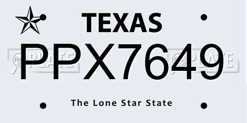 PPX7649 Texas License Plate