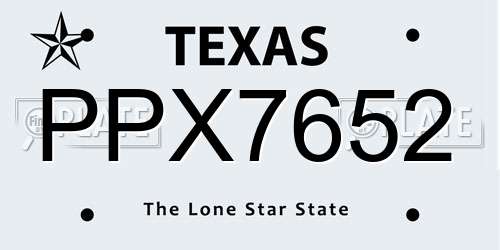 PPX7652 Texas License Plate