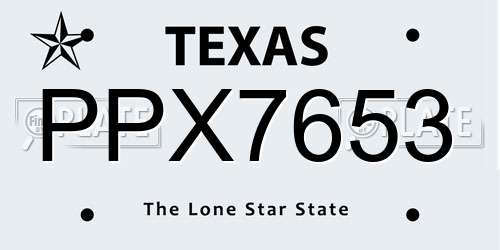 PPX7653 Texas License Plate