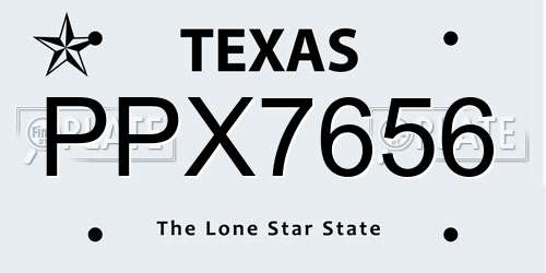 PPX7656 Texas License Plate