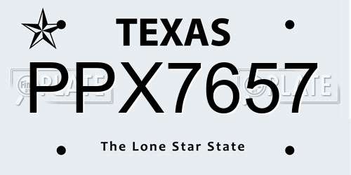 PPX7657 Texas License Plate