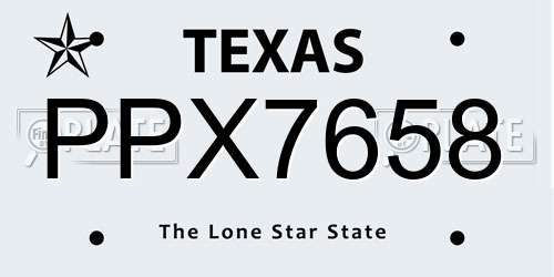 PPX7658 Texas License Plate