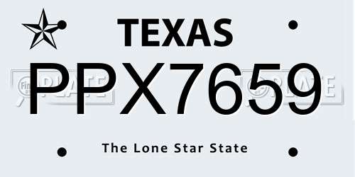 PPX7659 Texas License Plate