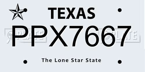 PPX7667 Texas License Plate