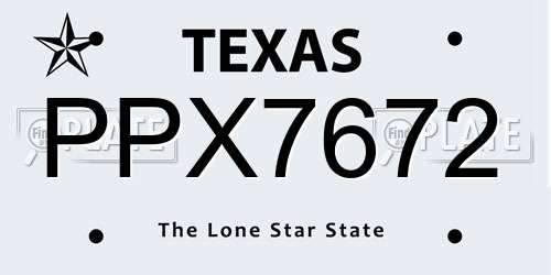 PPX7672 Texas License Plate