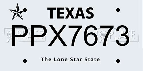 PPX7673 Texas License Plate