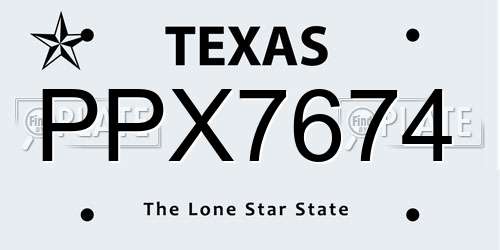 PPX7674 Texas License Plate