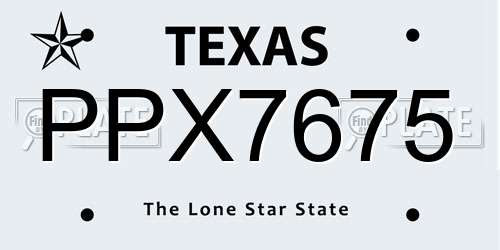 PPX7675 Texas License Plate