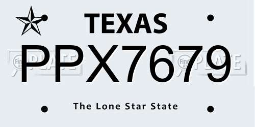 PPX7679 Texas License Plate