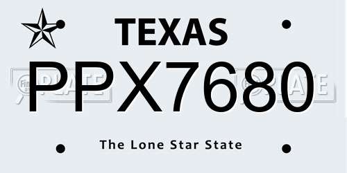 PPX7680 Texas License Plate