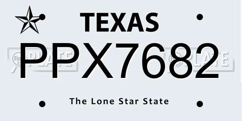 PPX7682 Texas License Plate