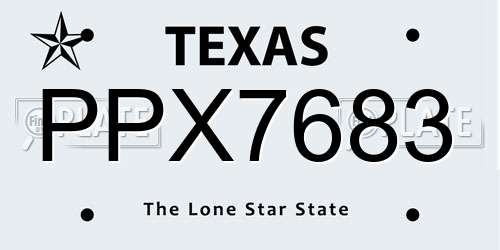 PPX7683 Texas License Plate