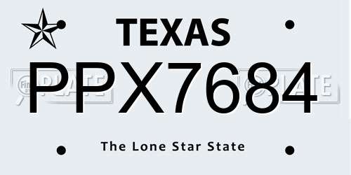 PPX7684 Texas License Plate