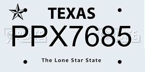PPX7685 Texas License Plate