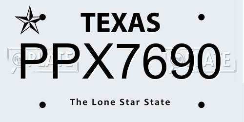 PPX7690 Texas License Plate