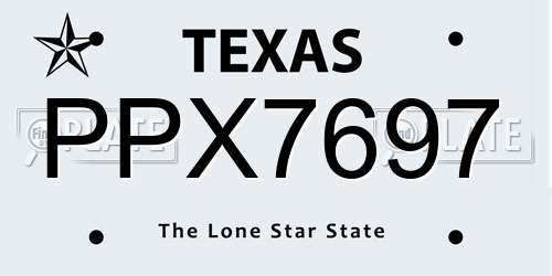 PPX7697 Texas License Plate