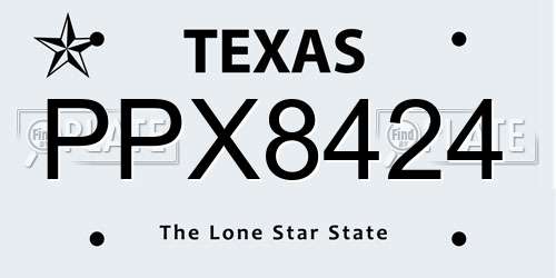 PPX8424 Texas License Plate