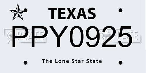 PPY0925 Texas License Plate