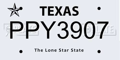 PPY3907 Texas License Plate