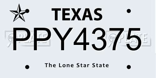PPY4375 Texas License Plate