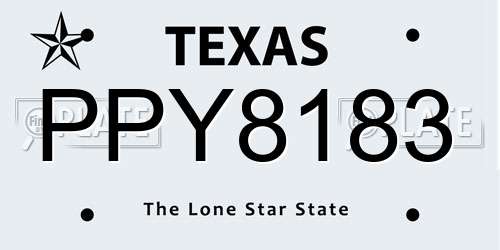 PPY8183 Texas License Plate