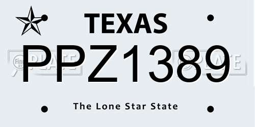 PPZ1389 Texas License Plate