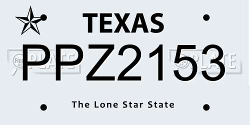 PPZ2153 Texas License Plate