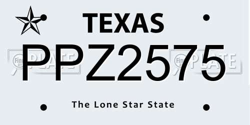 PPZ2575 Texas License Plate