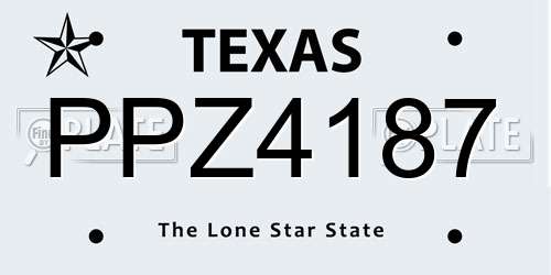 PPZ4187 Texas License Plate