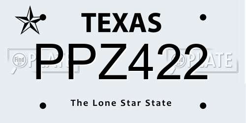 PPZ422 Texas License Plate