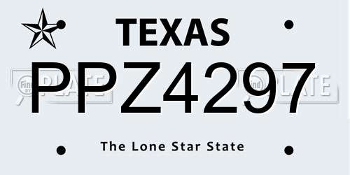 PPZ4297 Texas License Plate