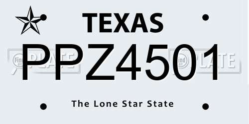 PPZ4501 Texas License Plate