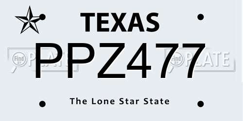 PPZ477 Texas License Plate