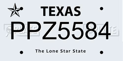 PPZ5584 Texas License Plate