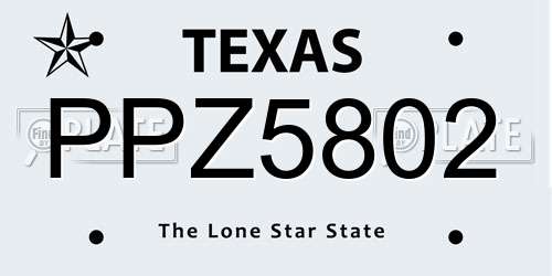 PPZ5802 Texas License Plate
