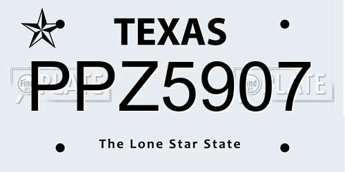 PPZ5907 Texas License Plate