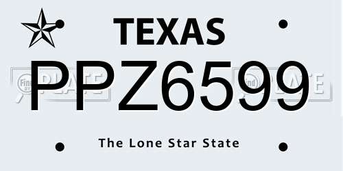 PPZ6599 Texas License Plate