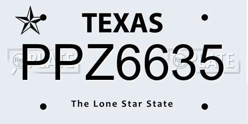 PPZ6635 Texas License Plate