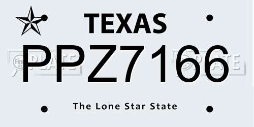 PPZ7166 Texas License Plate
