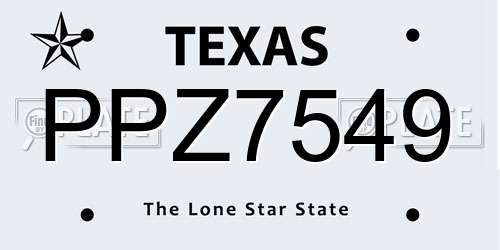 PPZ7549 Texas License Plate