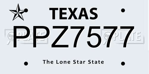 PPZ7577 Texas License Plate