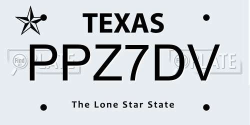 PPZ7DV Texas License Plate