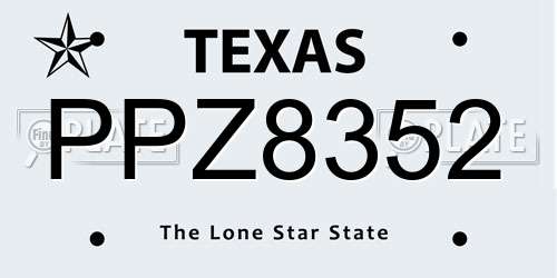PPZ8352 Texas License Plate